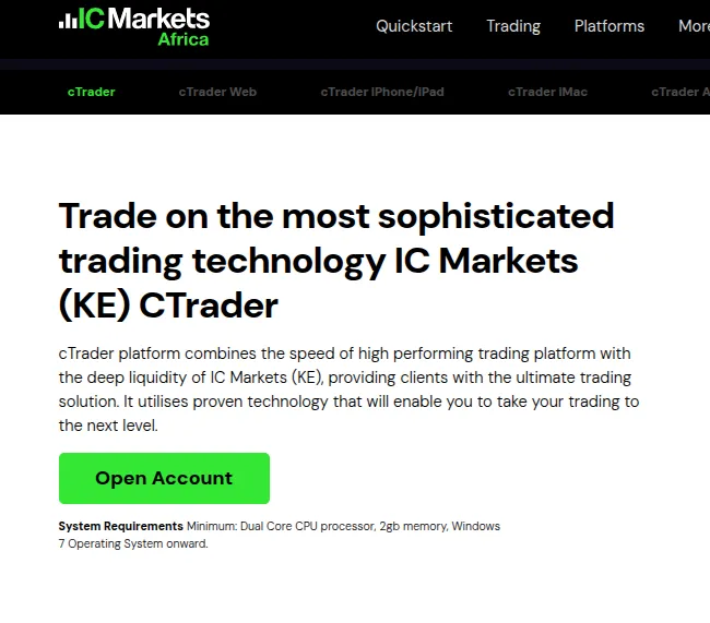 IC Markets cTrader trading platform