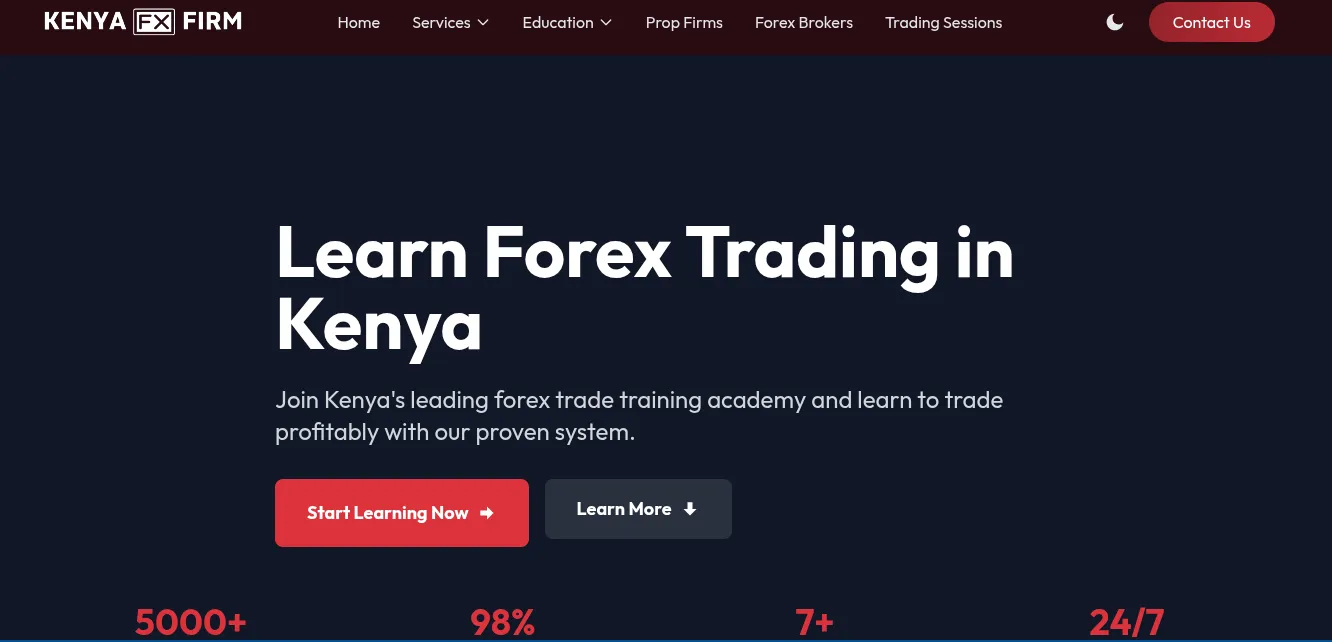 Screen grab of the Kenya Forex Firm website - founded by Patrick Mahinge